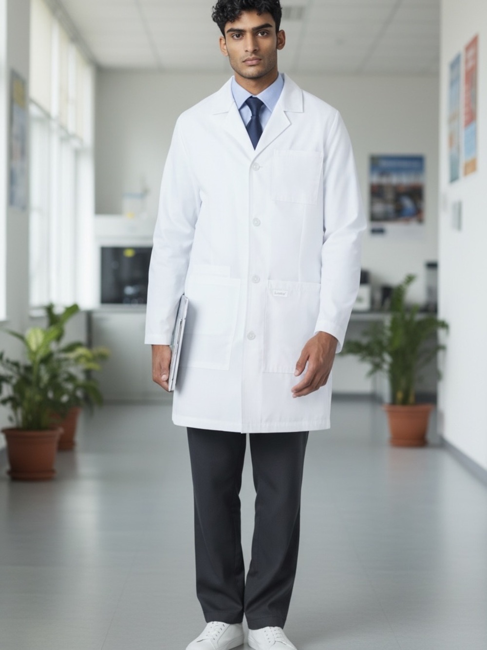Landau Unisex 4-Pocket Mid-Length White Medical Lab Coat 3610SC Size 4XL